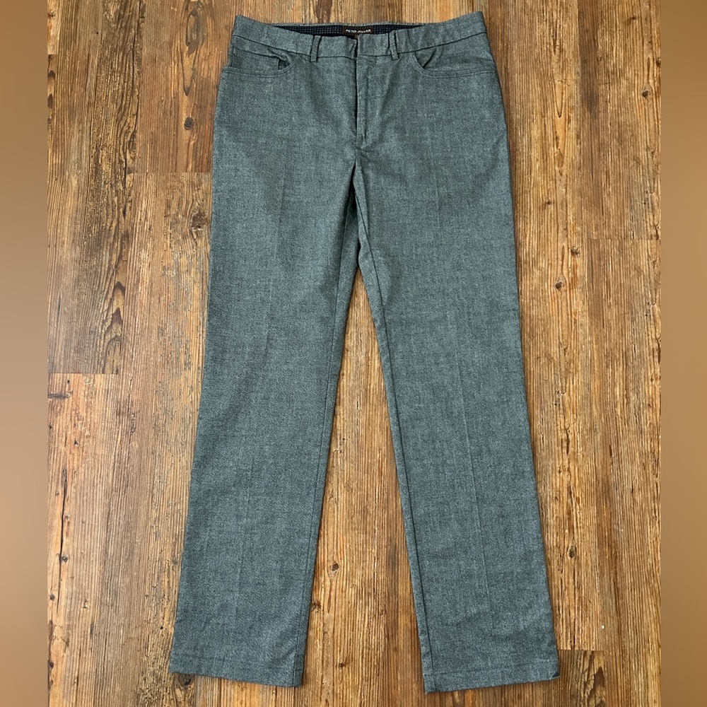 Peter Millar 34 Gray Slim Fit Dress Pants Men Gray Flat Formal Slacks Golf Chino